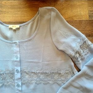 Blue Flared Sleeve Blouse